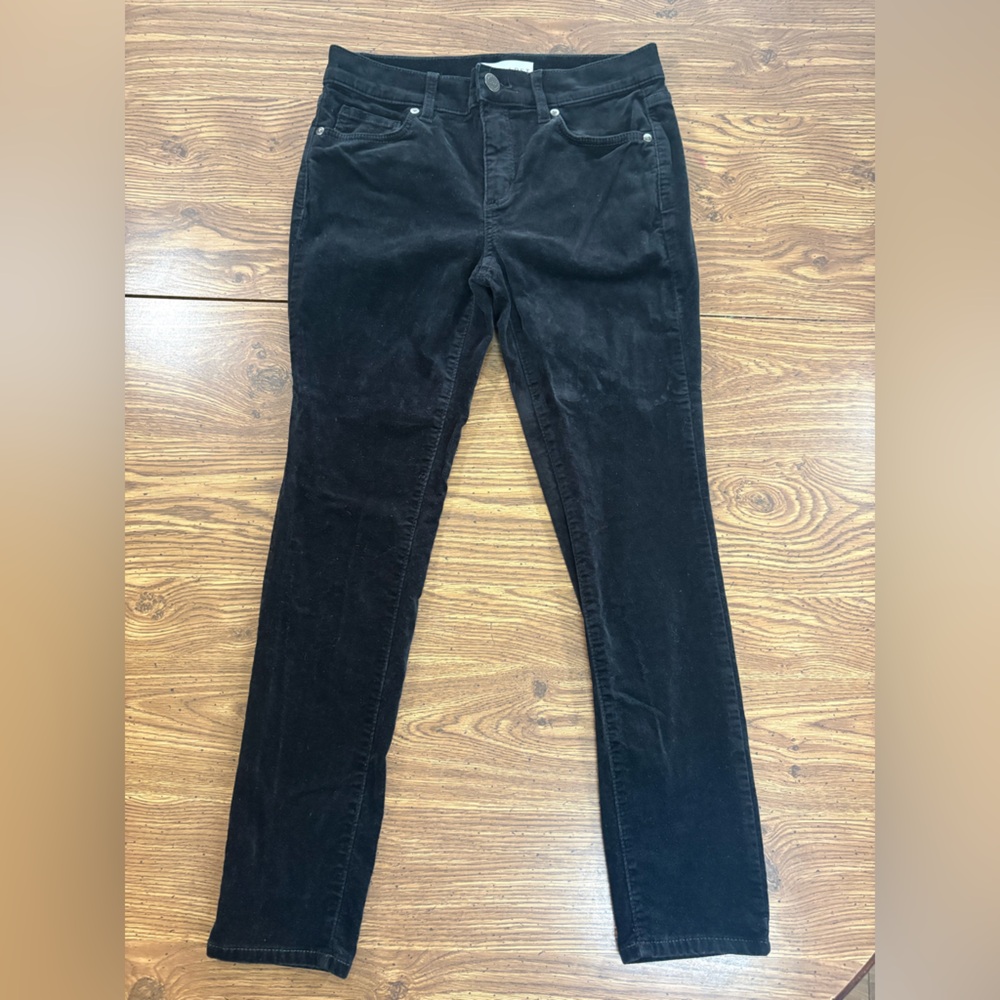 LOFT Modern Skinny Black Velvet Style Pants Size 4